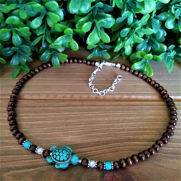 New Turquoise Sea Turtle Choker Necklace - Picture 2 of 5